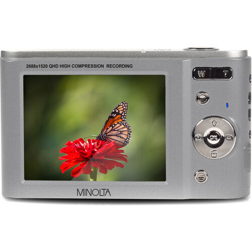 MINOLTA MND20 44 MP / 2.7K Ultra HD Digital Camera (Silver)