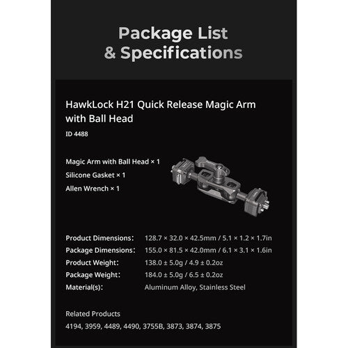 SmallRig HawkLock H21 Quick Release Magic Arm with Ball Head