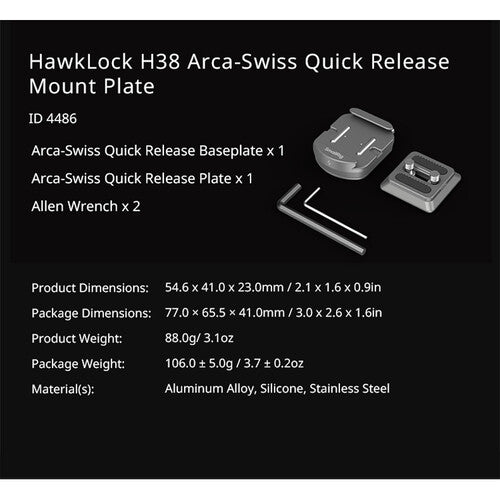 SmallRig HawkLock H38 Arca-Swiss Quick Release Mount Plate