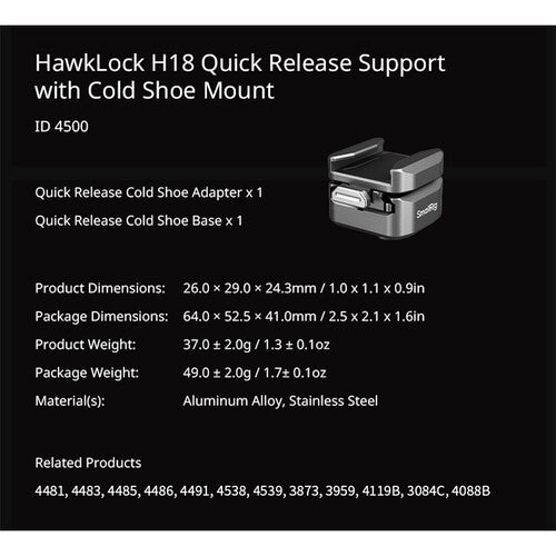 SmallRig HawkLock H18 Quick Release Support with Cold Shoe
