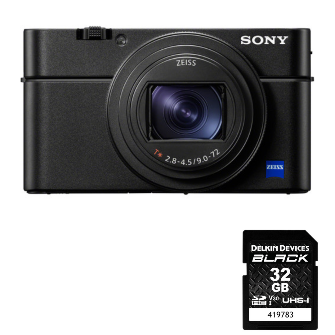 Sony Cyber-shot DSC-RX100 VII Digital Camera with Delkin Black Rugged SD Card 99MB/S - 32 GB