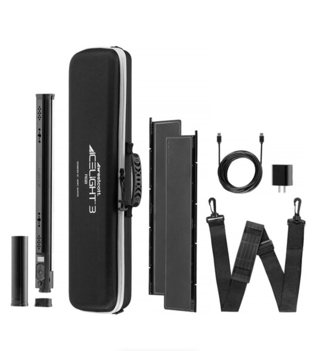 Westcott Ice Light 3 RGBWW LED Kit with Battery Grip & Barndoors