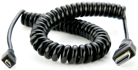 Shop Atomos ATOMCAB006 Coiled Right-angle Micro HDMI to Mini HDMI (30-45cm) by Atomos at Nelson Photo & Video