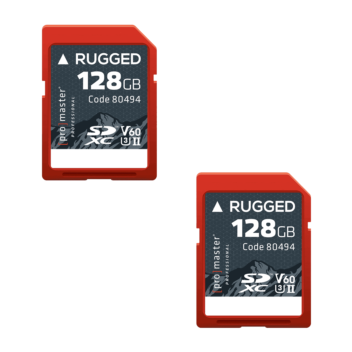 Promaster SDXC 128GB Rugged™ UHS-II V60 Memory Card - 2 Pack