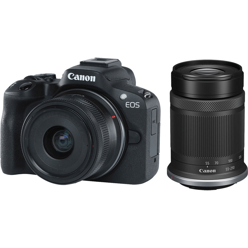 Shop Canon EOS R50 Mirrorless Camera with RF-S18-45mm f/4.5-6.3 IS STM Lens & RF-S55-210mm f/5-7.1 IS STM Lens (Black) by Canon at Nelson Photo & Video