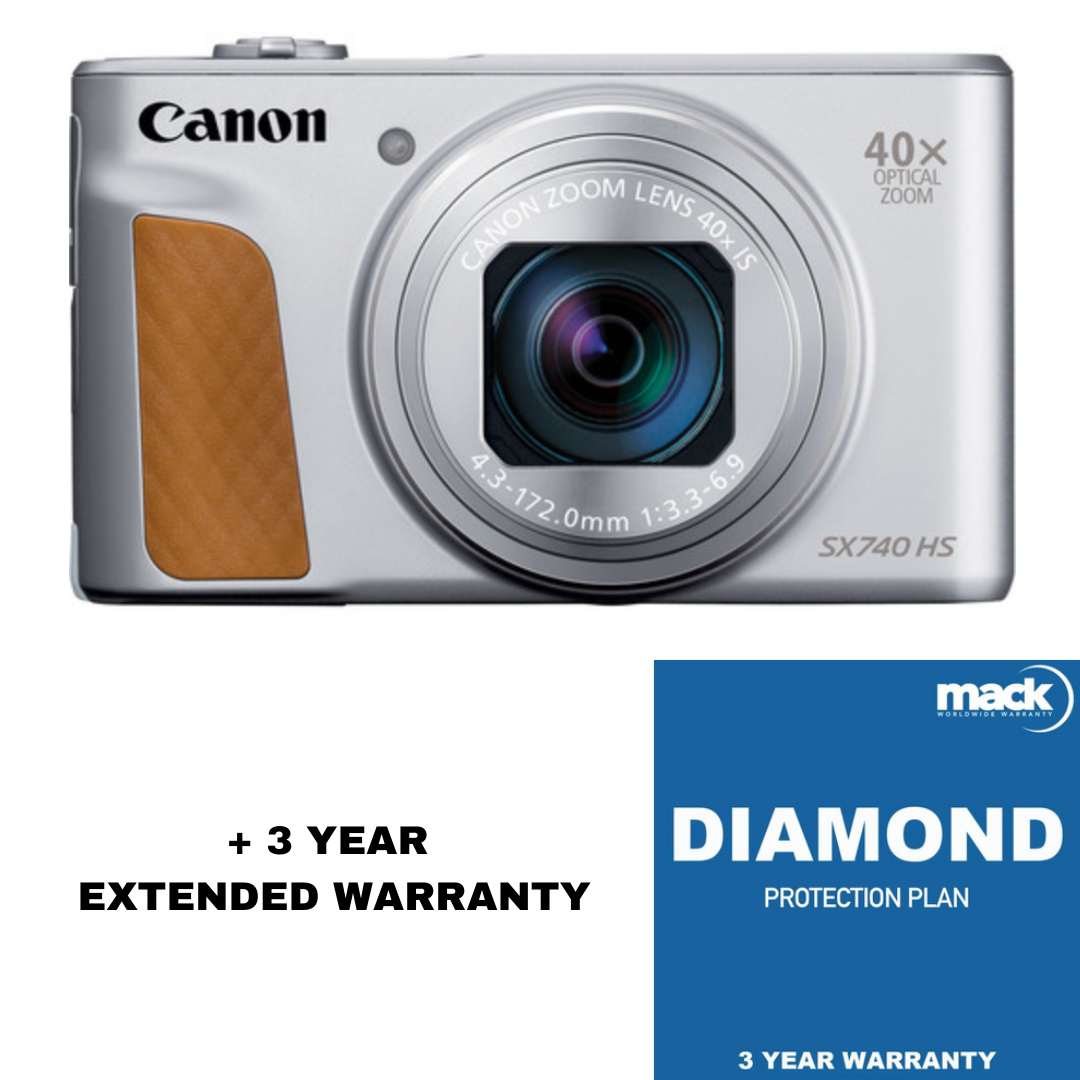 Canon PowerShot SX740 HS Digital Camera (Silver) with MACK 3 Year Diamond Warranty