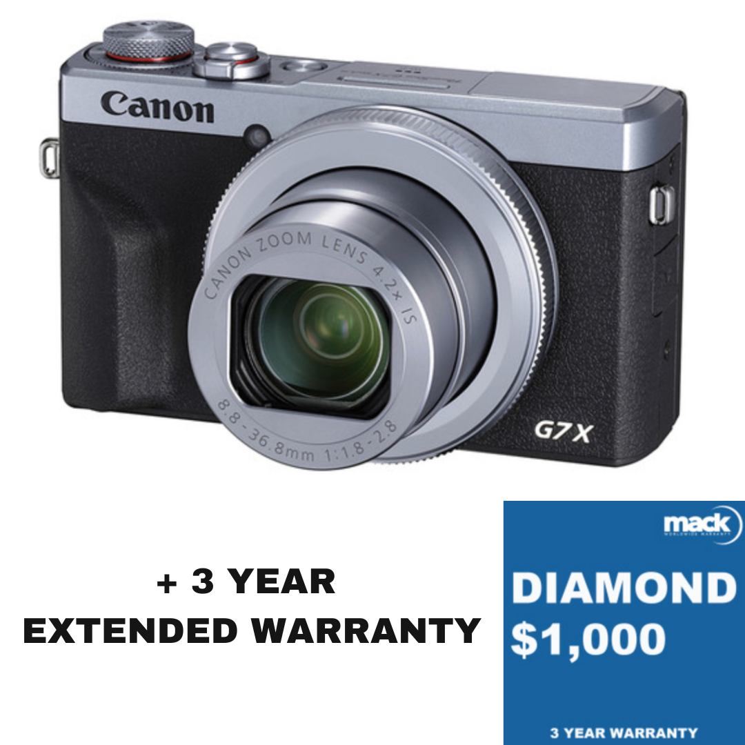 Canon PowerShot G7 X Mark III Digital Camera (Silver) with MACK 3 Year Diamond Warranty - Under $1,000