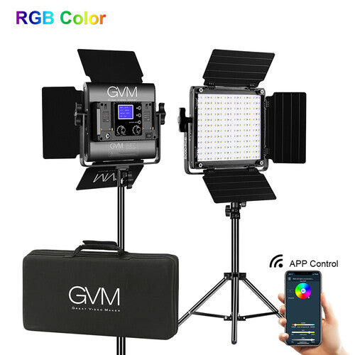 GVM 800D-RGB LED Studio 2 Video Light Kit