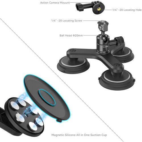 SmallRig Triple Magnetic Suction Cup Mounting Support Kit for Action Cameras