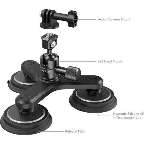 SmallRig Triple Magnetic Suction Cup Mounting Support Kit for Action Cameras