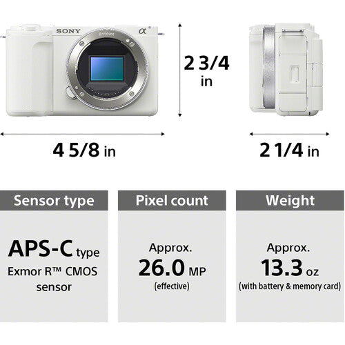 Sony ZV-E10 Mirrorless Camera with 16-50mm Lens (White)