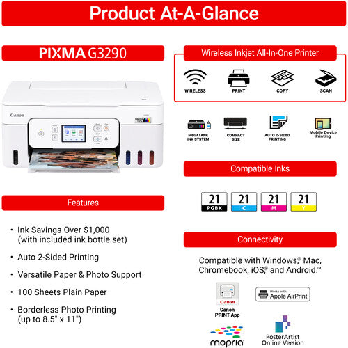 Canon MegaTank PIXMA G3290 Wireless All-in-One Printer