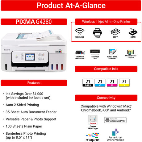 Canon MegaTank PIXMA G4280 Wireless All-in-One Printer