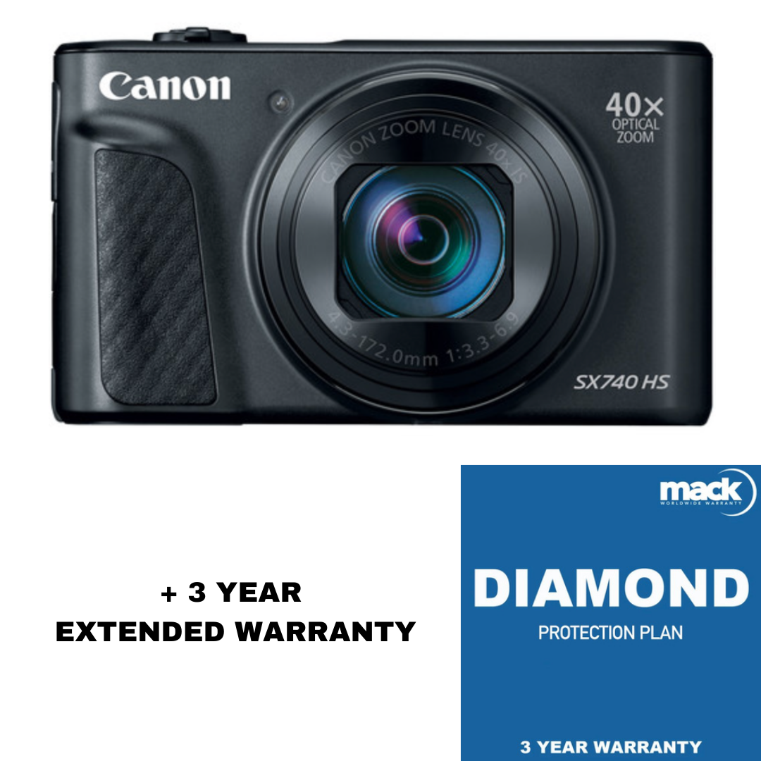Canon PowerShot SX740 HS Digital Camera (Black) with MACK 3 Year