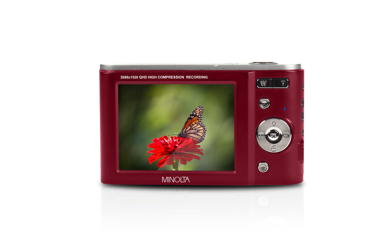 Minolta MND20 44 MP / 2.7K Quad HD Digital Camera (Red)