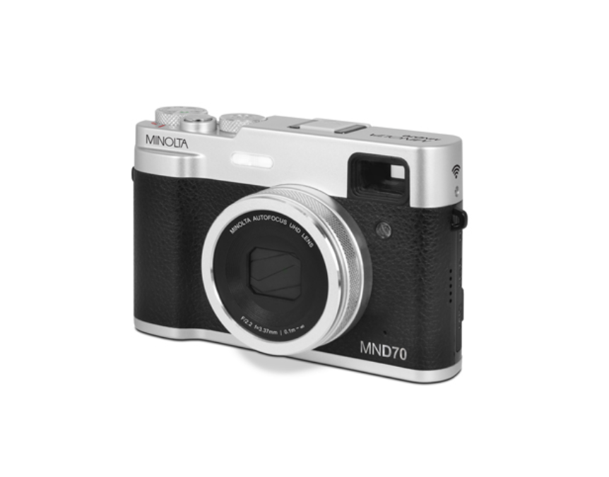 MINOLTA MND70 Retro 48 MP Autofocus / 5K Ultra HD Dual Lens Camera w/WiFi (Silver/Black)