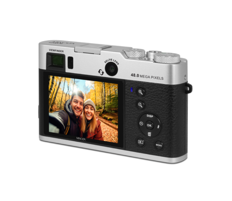 MINOLTA MND70 Retro 48 MP Autofocus / 5K Ultra HD Dual Lens Camera w/WiFi (Silver/Black)