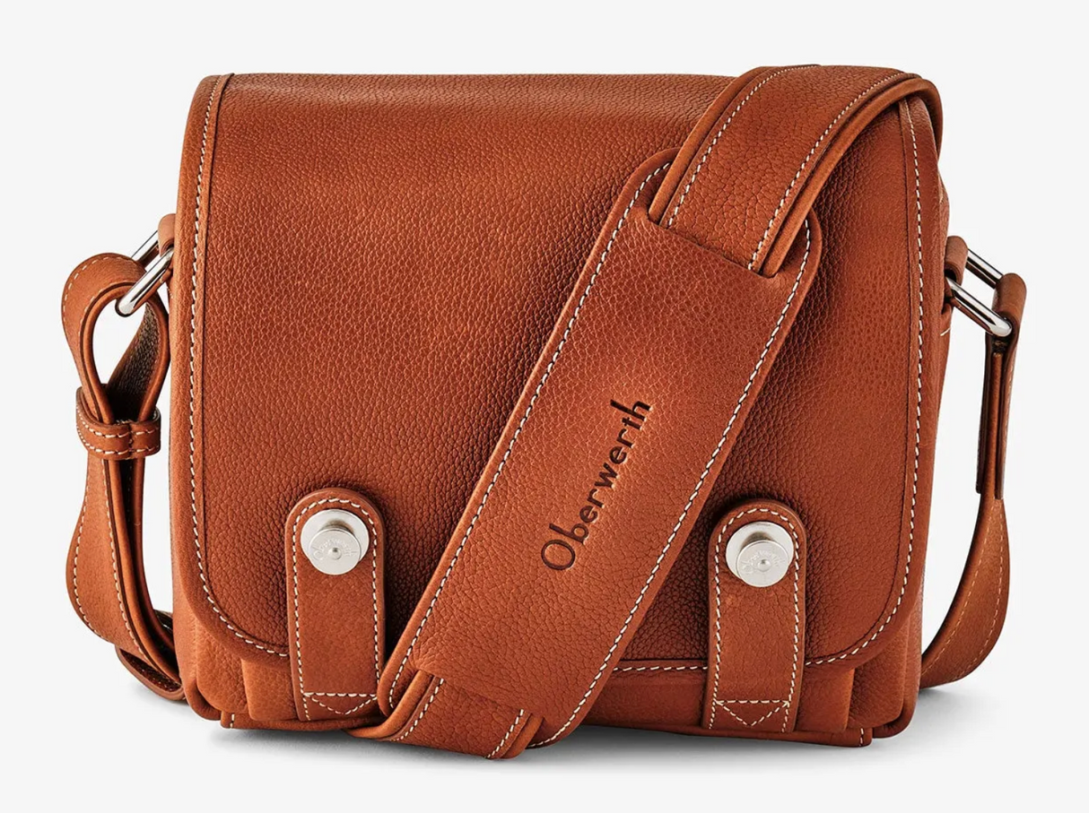 Oberwerth Louis Camera Bag Luxury Cow-Hide Muskat Gold / Red Insert