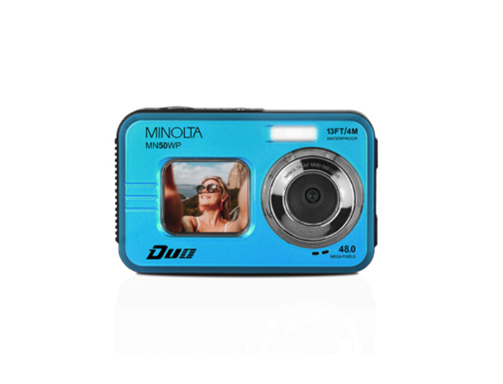 MINOLTA MN50WP Duo 48 MP Autofocus / 5K Ultra HD Waterproof Camera w/ Dual LCD (Blue)