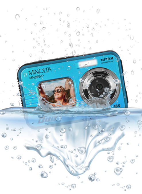 MINOLTA MN50WP Duo 48 MP Autofocus / 5K Ultra HD Waterproof Camera w/ Dual LCD (Blue)