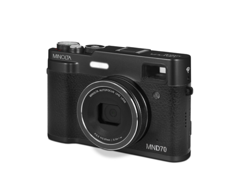 MINOLTA MND70 Retro 48 MP Autofocus / 5K Ultra HD Dual Lens Camera w/WiFi (Black) - No memory card