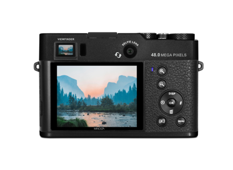 MINOLTA MND70 Retro 48 MP Autofocus / 5K Ultra HD Dual Lens Camera w/WiFi (Black) - No memory card