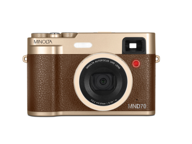 MINOLTA MND70 Retro 48 MP Autofocus / 5K Ultra HD Dual Lens Camera w/WiFi (Gold/Brown)