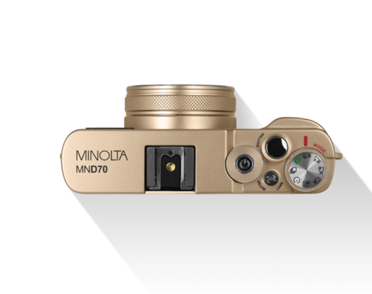 MINOLTA MND70 Retro 48 MP Autofocus / 5K Ultra HD Dual Lens Camera w/WiFi (Gold/Brown)