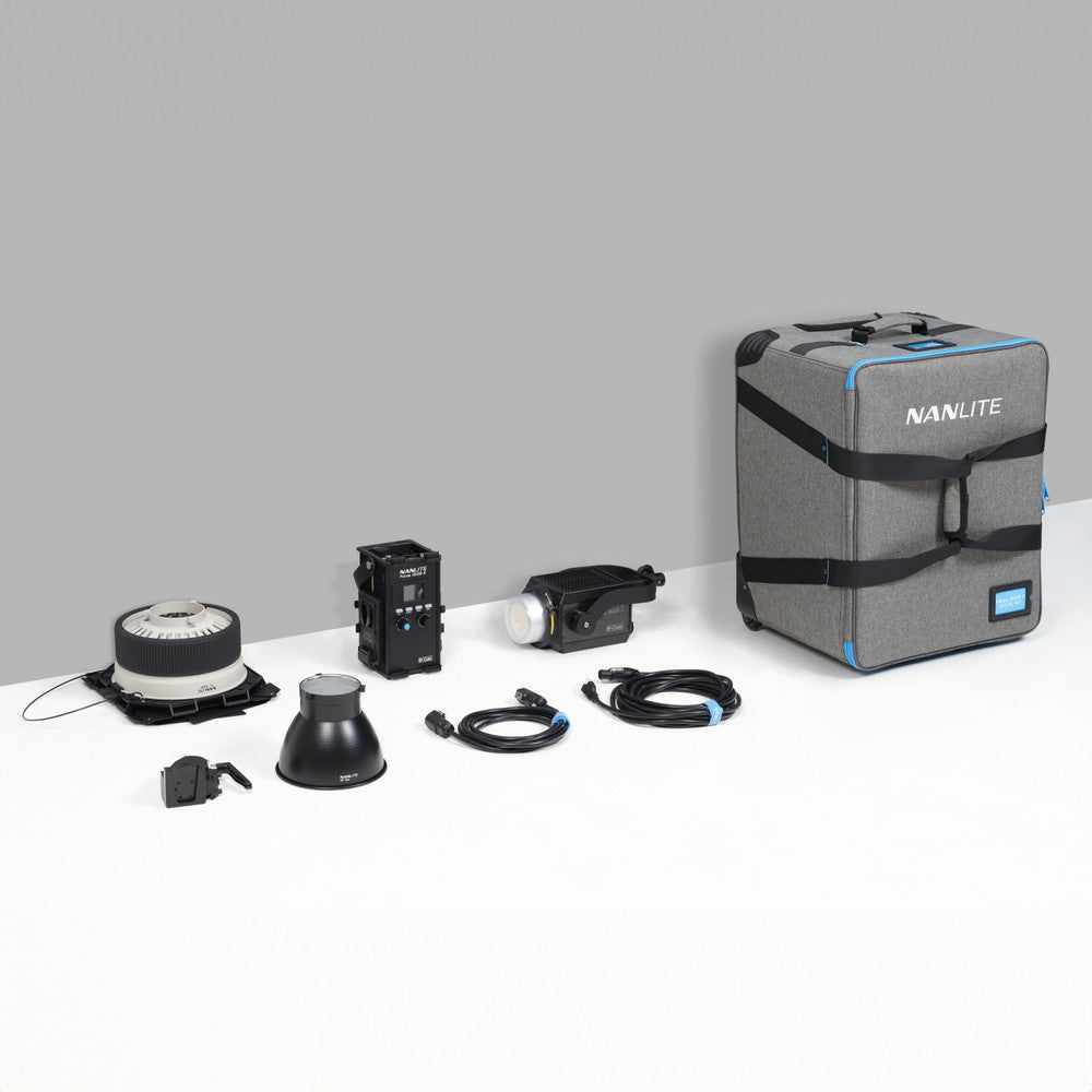 Nanlite Forza 300B II LED Spotlight and FL-20G Fresnel Rolling Case Kit