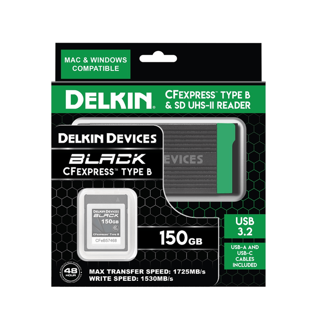 DELKIN BLACK CFExpress Type B Card and Reader Bundle - 150GB - Nelson Photo & Video