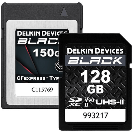 Shop Delkin Devices 150GB BLACK CFexpress Type-B & 128GB BLACK RUGGED UHS-II SDXC Memory Card Bundle by Delkin at Nelson Photo & Video