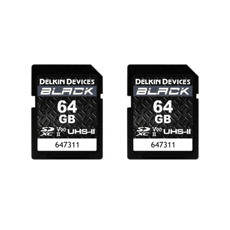 Delkin Devices 64GB Black UHS-II (U3/V90) SD Memory Cards (2PK) - Nelson Photo & Video