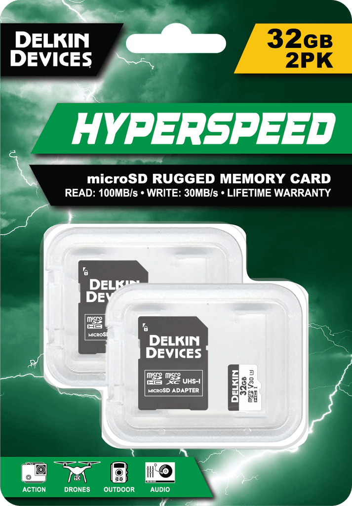 Delkin Devices Hyperspeed UHS-I (U3/V30) 32GB microSD Memory Cards (2PK) - Nelson Photo & Video