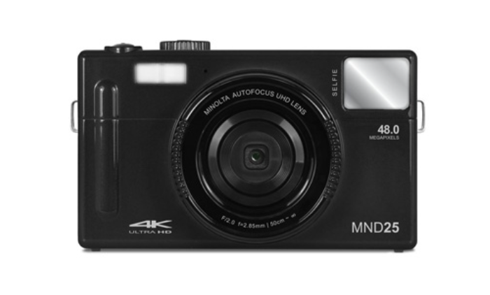 MINOLTA MND25 48 MP Autofocus / 4K Ultra HD Camera w/Selfie Mirror (Black)