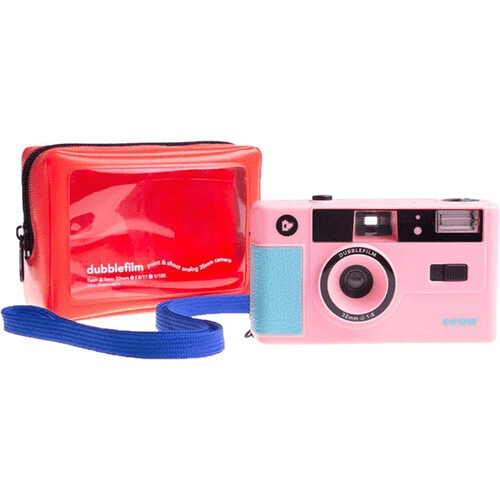 Shop dubblefilm SHOW 35mm Reusable Flash Camera with Case and Neck Strap (Pink) by Dubblefilm at Nelson Photo & Video