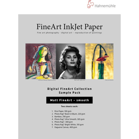 Shop Hahnemuhle Matte Smooth FineArt Inkjet Paper Sample Pack (8.5 x 11", 12 Sheets) by Hahnemuhle at Nelson Photo & Video