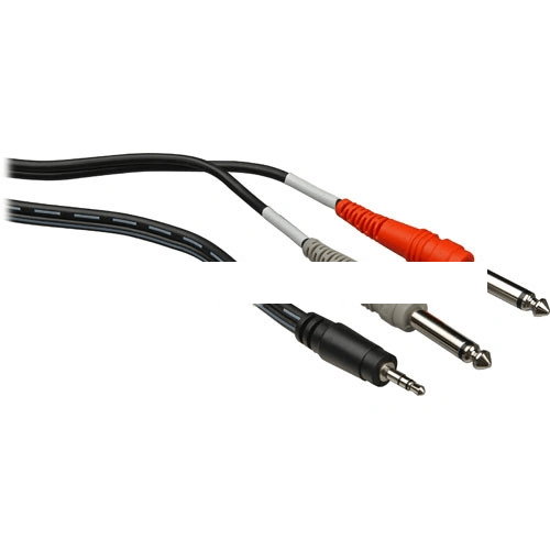 Hosa Technology Stereo Mini (3.5mm) Male to 2 mono 1/4” Male Insert Y-Cable - 3’ - Nelson Photo & Video