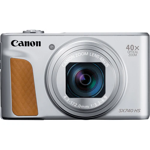 Canon PowerShot SX740 HS Digital Camera (Silver) with Delkin Black Rugged SD Card 99MB/S - 32 GB