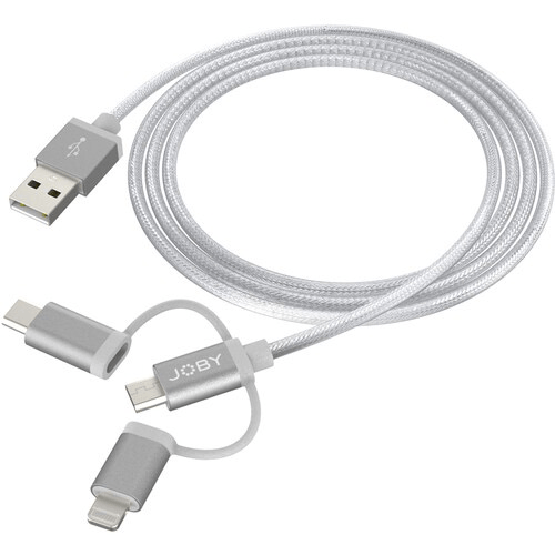 Shop JOBY 3-in-1 Charge & Sync Cable (3.9', Space Grey) by Joby at Nelson Photo & Video