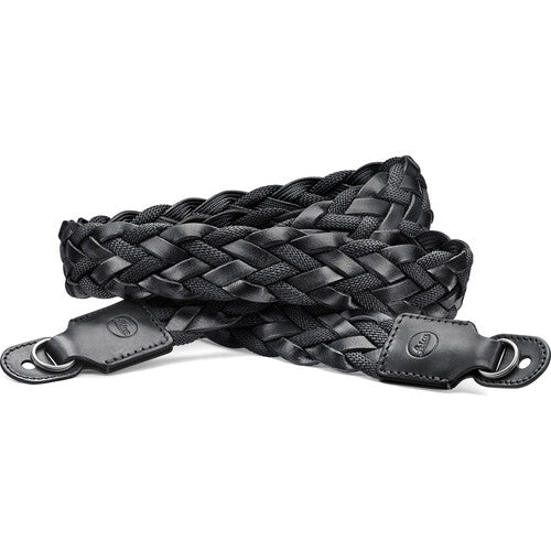 Leica Carrying Strap, Flat Braided Rayon & Leather Cord, Black