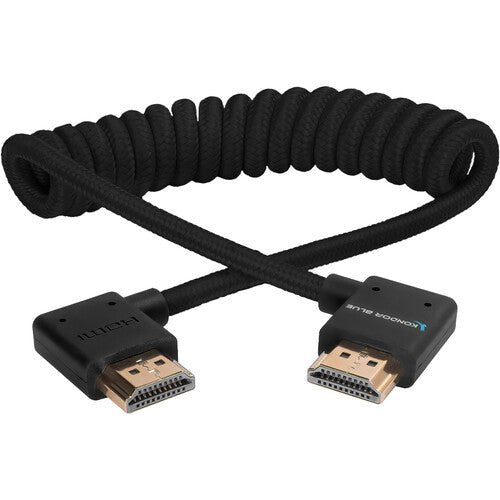 Kondor Blue Coiled Right-Angle Hight-Speed HDMI Cable (Raven Black, 12-24”) - Nelson Photo & Video