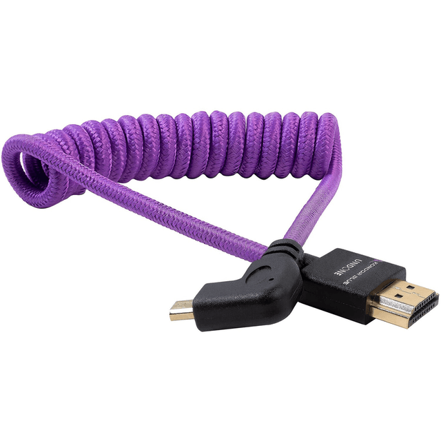 Kondor Blue Gerald Undone Braided Coiled High-Speed Right-Angle Micro-HDMI to HDMI Cable for Select Sony & Fuji Cameras (Limited Purple Edition, 12 to 24") - Nelson Photo & Video