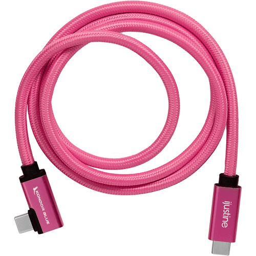 Kondor Blue iJustine Male USB-C 3.2 Gen 2 Right Angle Cable (3', Pink) - Nelson Photo & Video