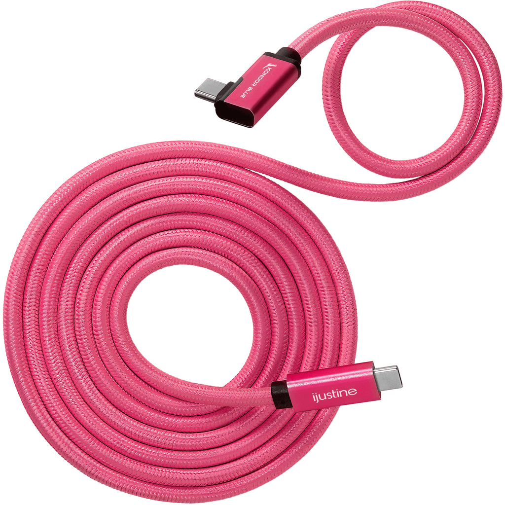 Kondor Blue iJustine Male USB-C 3.2 Gen 2 Right Angle Cable (6', Pink) - Nelson Photo & Video