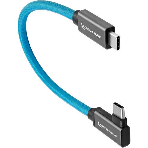 Kondor Blue Right-Angle USB-C 3.1 Gen 2 Cable (8.5”, Blue) - Nelson Photo & Video