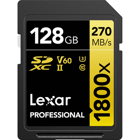 Lexar 128GB Professional 1800x UHS-II SDXC Memory Card (GOLD Series) - Nelson Photo & Video