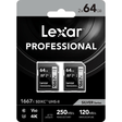 Shop Lexar 64GB Professional 1667x UHS-II SDXC Memory Card (2-Pack) by Lexar at Nelson Photo & Video