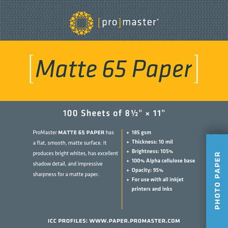 Shop Matte 65 Paper 8.5"x11" - 100 Sheets by Promaster at Nelson Photo & Video