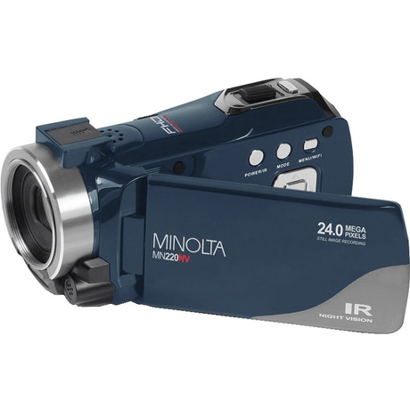 Minolta MN220NV Full HD Night Vision Camcorder with 16x Digital Zoom (Blue) - Nelson Photo & Video
