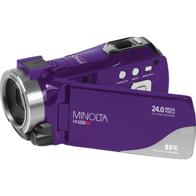 Minolta MN220NV Full HD Night Vision Camcorder with 16x Digital Zoom (Purple) - Nelson Photo & Video